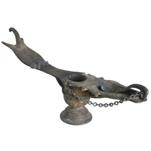 Antique Indian Hindu Bronze Changalvetta Ritual Oil Lamp 19th Century