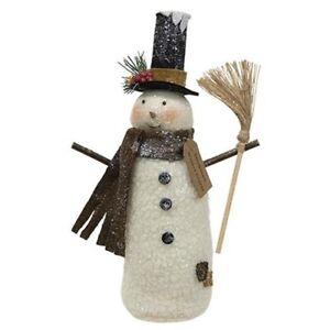 New Snowman Figure Christmas Black Hat Broom Winter Holiday 11 75 Tx7 Wx2 75 D