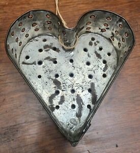 Antique Tin Heart Footed Cheese Mold