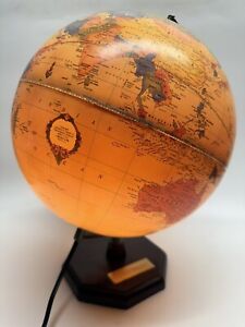 Vintage George F Cram S Antique Illuminated 15 World Globe Light Up Lamp