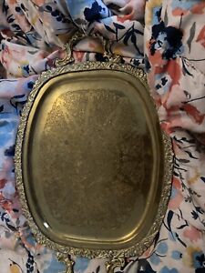 Antique Oneida Silver Serving Tray Heavy Large Tray Signed On Bottom