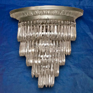 Antique Wedding Cake Fixture Antique Brushed Nickel Finish Wired Light Prisms