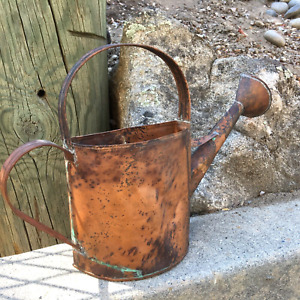 Old Antique Copper Watering Can Wall Pocket Planter 18x11 5x3 5 Nice Patina Rare
