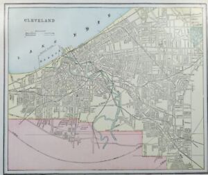 Vintage 1900 Cleveland Ohio Map 14 X11 Old Antique Original Clifton Park Oh