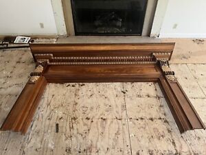 Vintage Hand Carved Wooden Fire Place Mantel Very Large 