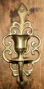 Vtg Brass Gold Metal Scroll Candle Wall Sconce 8 75 T 3 5 Deep 4 1 8 W