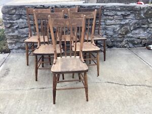 Six Antique Pressed Back Chairs