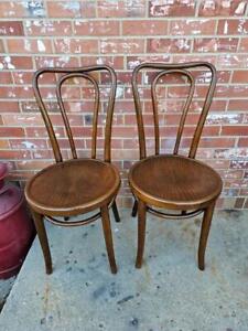 2 Antique Bentwood Thonet Chairs Bistro Cafe Ice Cream Parlor Dining 1