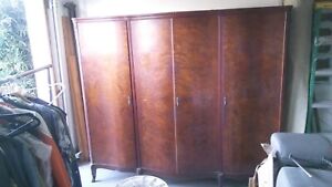 Antique 19th Century French Armoire Wardrobe With Brass Feet And Key