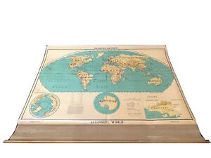 Pull Down Vintage World Map Denoyer Geppert Map