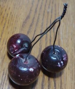 Early Vintage Italian Alabaster Stone Fruit Superior Dark Purple Bing Cherries