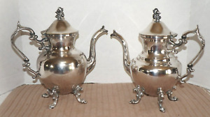2 Vintage Birmingham Silver Co Teapot Silver On Copper Bsc Crown Silver Plate