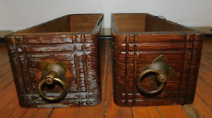 Pair Of Antique Singer Treadle Sewing Machine Wood Drawers For Crafts Shelves