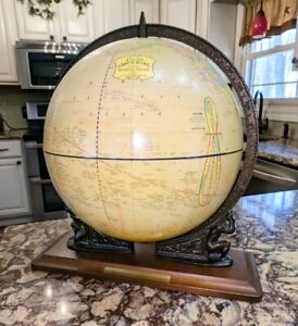 Vintage Cram S 12 Imperial World Globe W Wood Metal Stand Atlas Holding Globe