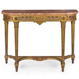French Louis Xvi Style Carved Giltwood Pier Table Console 19th Century