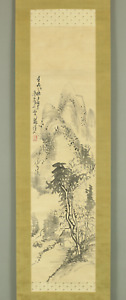  Fujimoto Tesseki Hanging Scroll Hermitage In Mountains Landscape Box A259