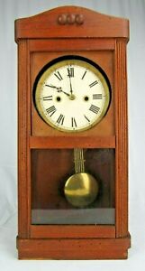 Antique Wall Clock Rare Regulator Key Medium Pendulum Old German