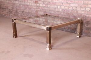 Mastercraft Mid Century Modern Hollywood Regency Brass And Glass Cocktail Table