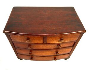 Antique Apprentice Furniture Miniature Victorian Bow Front Chest Of Drawers
