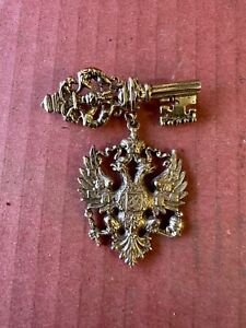 Solid Brass Russian Pendant Double Headed Eagle Skeleton Key