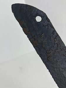 Early Primitive Rusty Farm Tool Scythe Sickle With Wooden Handle 17 Inch Approx 