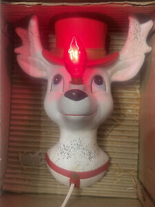 Rudolph Reindeer Vintage 1960s Electric Sconce Wall Lamp Light Up Nose Display