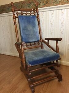 Antique Eastlake Victorian Turned Walnut Platform Rocking Chair C Late 1800 S