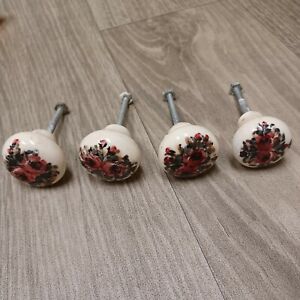 Set Of 4 Talevara Handpainted Ceramic Tile Dresser Knobs