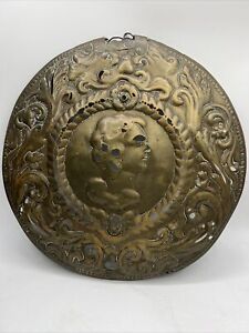 Antique Brass Bed Warmer Lid Dutch 1800s Large 13 5 Diameter Ornate
