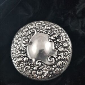 Sterling Silver Repousse Jar Cover Lid Only For Vanity Or Dressing Table