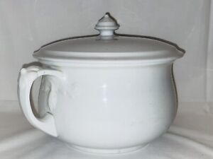 Antique Wedgrwood England Ironstone Chamber Pot W Lid Made In England White 