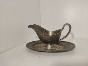 Vintage Wm Rogers Silverplate Gravy Sauce Boat With Evandale Under Plate 1113 C5
