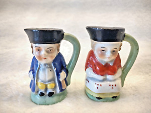 Vintage Japan Fancy Colonial Man And Women Tea Pot Looking Salt Pepper Shakers