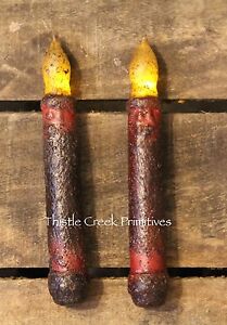 Set Of 2 Led Burnt Burgundy 6 6 5 Battery Operated Timer Taper Candles