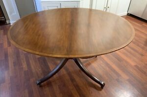 Baker Furniture Company Oval Inlaid Pedestal Dining Table Vintage