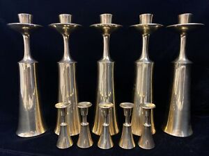 Ten Pc Dansk Jens Quistgaard Brass Danish Mcm Candle Sticks Holders Denmark Ihq