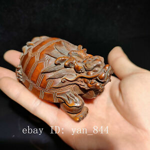 Fine Vintage Hand Carved Wooden Carving Wood Dragon Statue Boxwood Rare