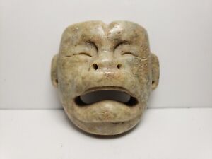 Pre Columbian Jade Olmec Pendant Mask Container