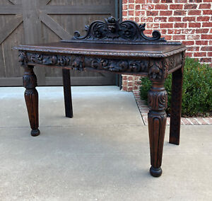 Antique French Table Hall Entry Console Sofa Table Two Drawers Oak C 1890s