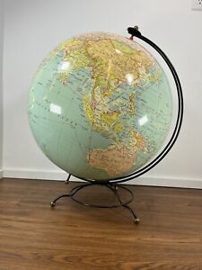 Huge Mid Century World Globe Inflatable 1956 The New Standard College