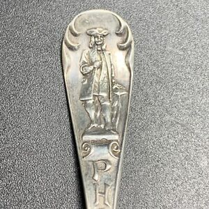 Vtg William Penn Figural Sterling Silver Souvenir Spoon Philadelphia Spellout