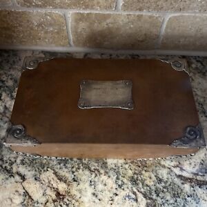 Antique Copper And Silver 0 50 Wood Insert 9 X 5 Box With Lid Trophy 