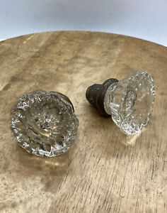 Vintage Architectural Salvage 2 Glass Knobs 2 Knobs Glass In Good Condition