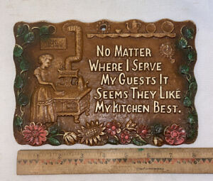 Vtg 40 50 S Burwood They Like My Kitchen Best Old Wood Stove Wall Plaque