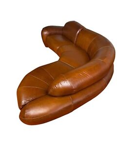 Professionally Reupholstered Full Grain Leather Vintage Vladimir Kagan Sectional
