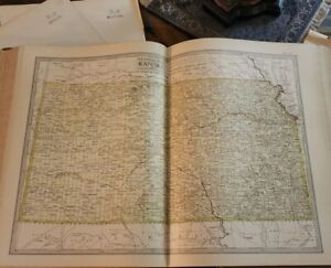 Century Atlas Map Plate 32 Kansas Wichita Kansas City Midwest 1911 Antique Ks