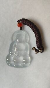 Guanyin Colored Light Green Jade Carved Pendant