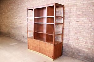 Edward Wormley For Dunbar Walnut Burl Superstructure Wall Unit Or Room Divider