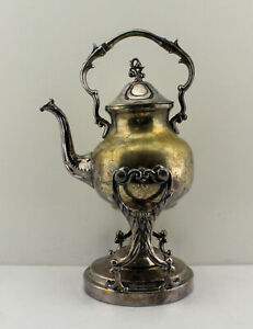 Vtg Ant Tilting Teapot Coffee Pot Silver On Copper Birmingham Silver Co 