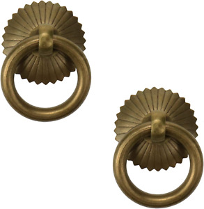 Vintage Drop Ring Knobs Brass Drawer Pulls For Dresser Drawer Antique Bronze